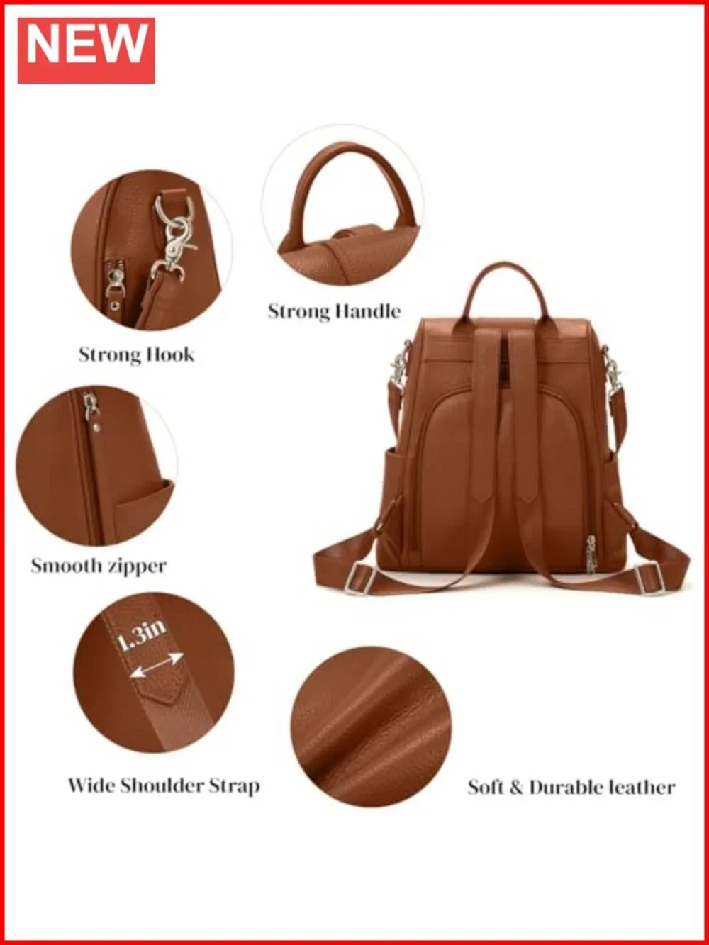 Genuine Leather Anti-theft Backpack Purse Large Capacity Convertible Shoulder